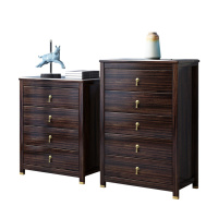 月影梳桐新中式实木斗柜轻奢乌金木收纳柜四斗五斗卧室客厅衣帽间复古柜子