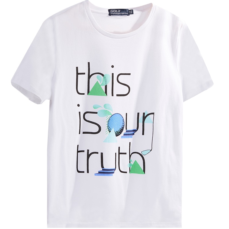 GOLF/高尔夫夏季新款字母男短袖t恤衫修身美式休闲男士圆领T恤衫