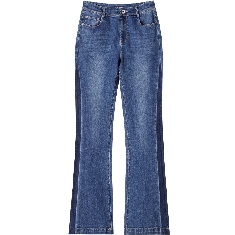 娅丽达女裤微喇叭牛仔裤女2019秋季新款显瘦大码女士拖地长裤I3134