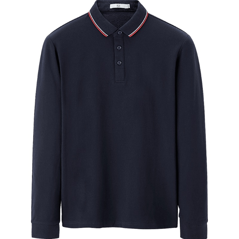 HLA/海澜之家简约净色POLO衫2019秋季沉稳半开襟套头衫男 HNTPD3R375A