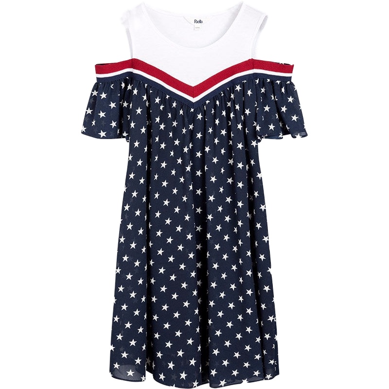 拉夏贝尔Puella夏季女装新中长款休闲显瘦假两件吊带娃娃连衣裙女20012035