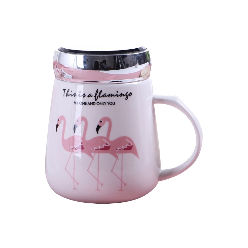 400ml陶瓷潮流杯子 DX1181 可爱马克杯带盖牛奶早餐用杯子(单位:个)