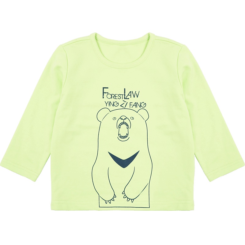 婴姿坊春季开肩休闲百搭前身局部印花长袖T恤