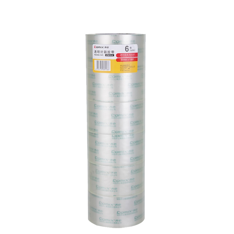 齐心 COMIX 封箱胶带透明JT6010-6 60mm*100y 6卷装