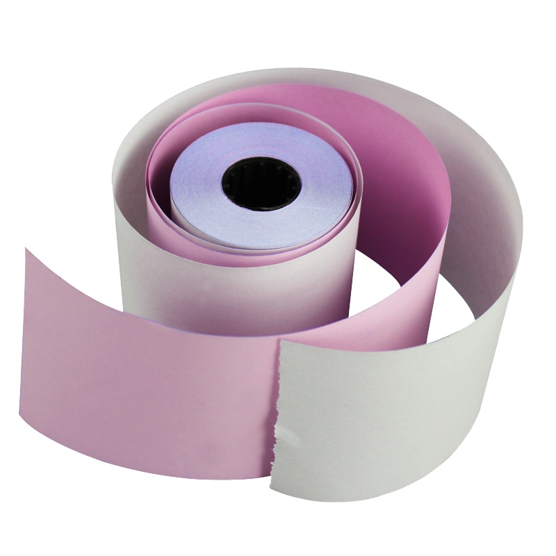 热敏收银纸75×60mm 两联收银纸无碳热敏压感打印纸两层小票纸二联白红双层120卷装