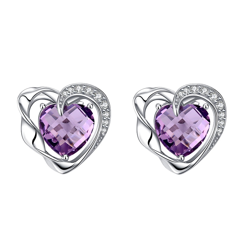 MY FASHION DESIGN 925银耳钉女紫色梦幻爱心水晶耳钉送女友礼物 MYE16211