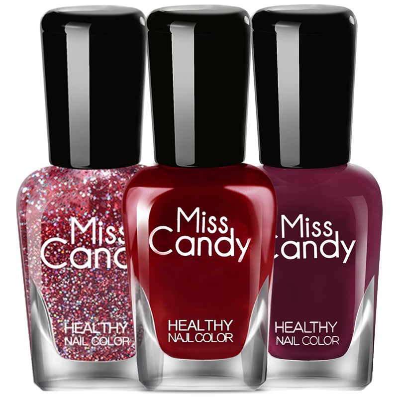 MissCandy健康甲油无刺激性气味可撕拉持久指甲油3瓶套装免烤 SC127 夜火之颂