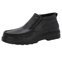 木林森男鞋秋冬新款套脚百搭高帮鞋加绒保暖商务休闲男皮鞋