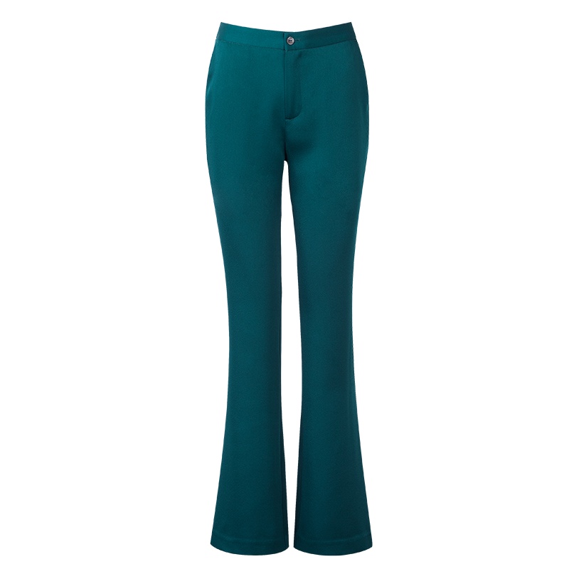 晚白 新品通勤气质百搭简约职业纯色高腰微喇休闲裤西裤女