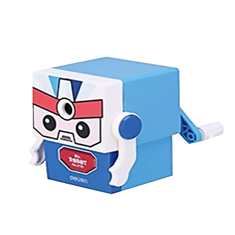 得力卡通削笔机托机器人卷笔刀刨笔刀儿童用学生手摇安全多功能铅笔刀转笔刀三角铅笔转笔机可爱自动0740