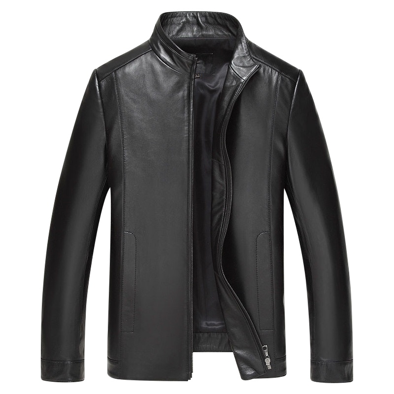 海宁真皮皮衣秋冬男式绵羊皮男立领修身皮夹克中年爸爸装 SNX-X1513