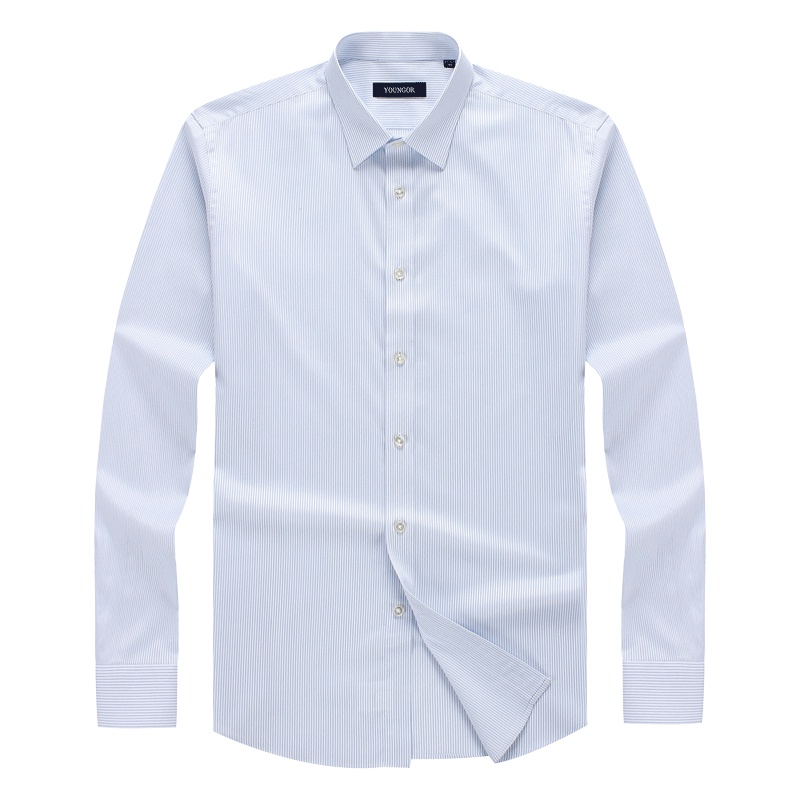 Youngor/雅戈尔秋季新款男士全棉衬衫DP免烫长袖衬衫男7053