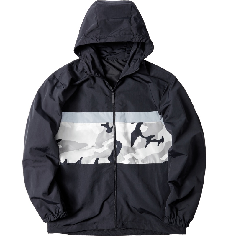 黑鲸迷彩拼接连帽夹克2019春季时尚外套男女同款CWJAJ19053A