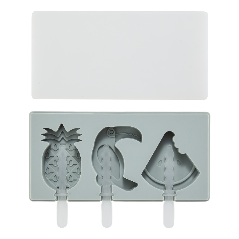 美厨(maxcook)雪糕模具 DIY自制硅胶家用创意卡通可爱冰淇淋冰棍冰棒冰糕模具格 西瓜菠萝小鸟 灰色MCPJ630