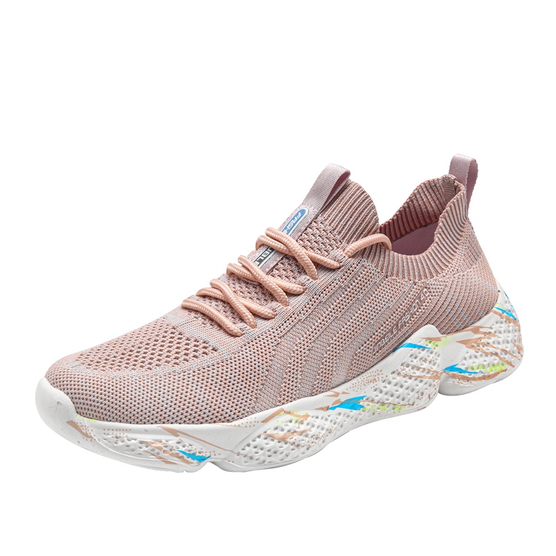 新款夏飞织网面运动鞋女百搭透气休闲