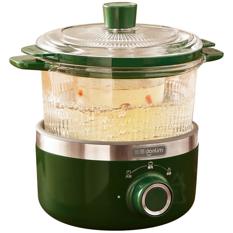 东菱(DonLim)电火锅家用火锅多功能 小型可视化煲炖汤 隔水燕窝电炖锅DL-9002 深绿