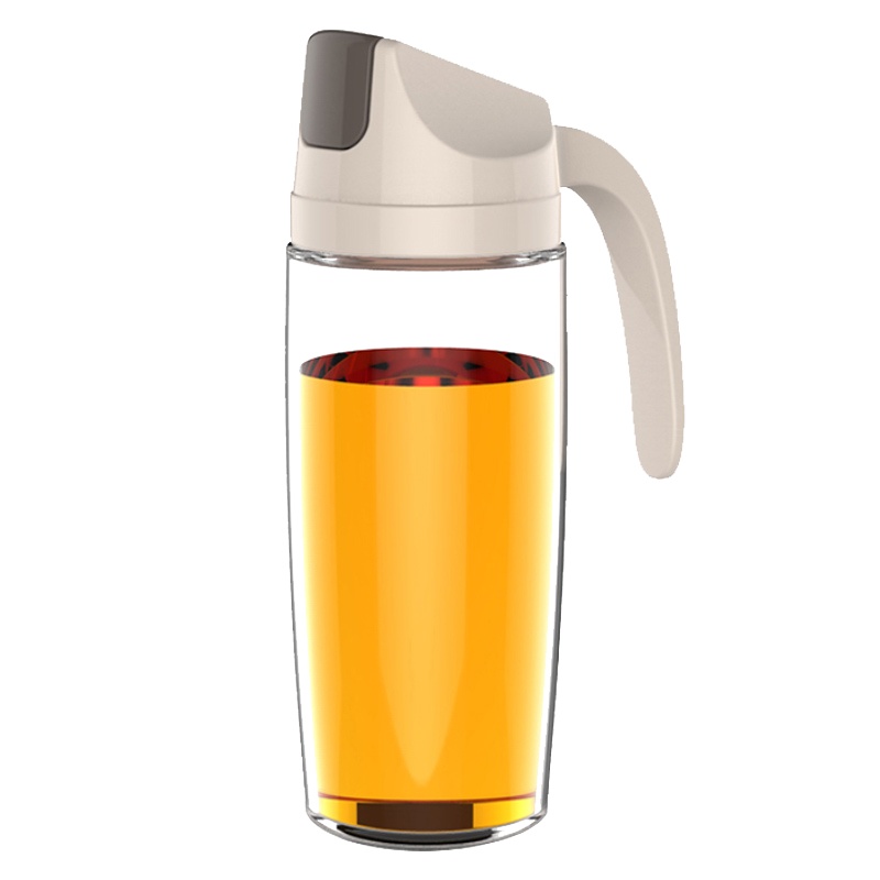[自动开盖]密封玻璃防尘防漏油壶自动开盖带把手调味瓶不锈钢油嘴