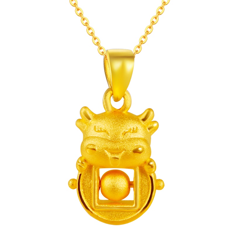 黄金码头3D硬金牛财运足金999生肖牛吊坠本命年送爱人送宝宝礼物