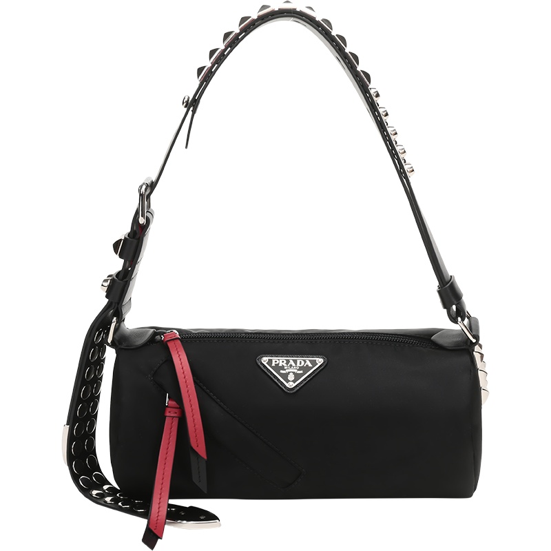 PRADA 普拉达 女士 织物铆钉装饰手提单肩包 1BC100 2BYB