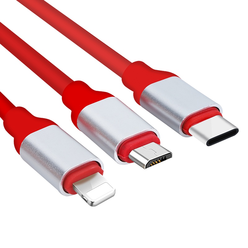 [移库]一拖三数据线三合一充电线器手机快充多头万能通用苹果多功能三合一typec安卓