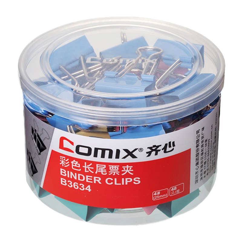 齐心 YC B3634长尾票夹 4# 25mm 48只/筒