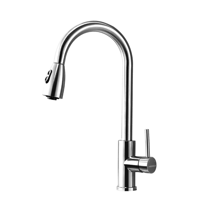 HIGOLD/悍高家用厨房水龙头不锈钢旋转洗菜盆冷热抽拉水槽龙头