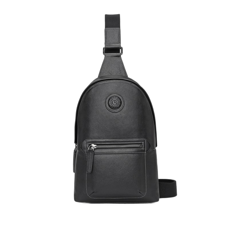 金利来男士胸包新品头层牛皮胸包男运动休闲男士单肩包斜挎包男包