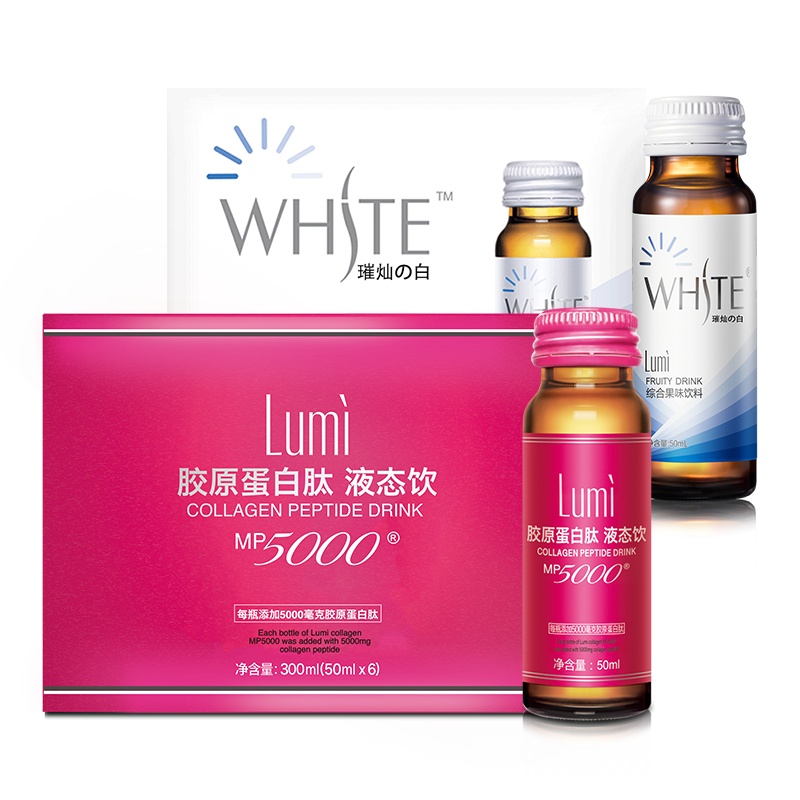 Lumi MP5000胶原蛋白肽液态饮6瓶+综合果味液态饮6瓶 台湾进口