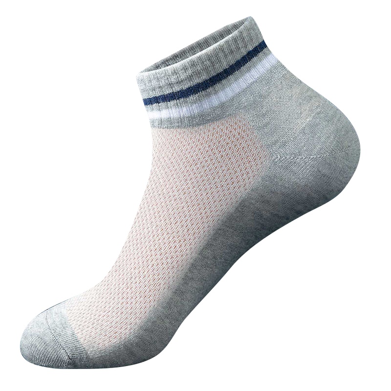 浪莎6双袜子男纯棉夏季全棉防臭吸汗运动袜薄款短筒网眼透气男士袜子