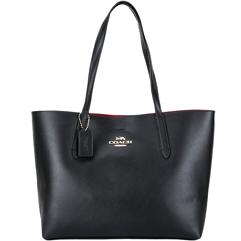 COACH 蔻驰 欧美时尚 女士黑色皮质手提单肩托特包 F31535