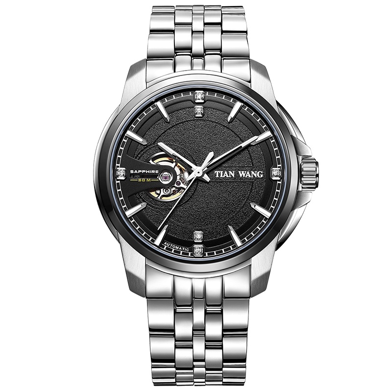 天王表(TIANWANG)手表 男士机械表商务镂空男表51050