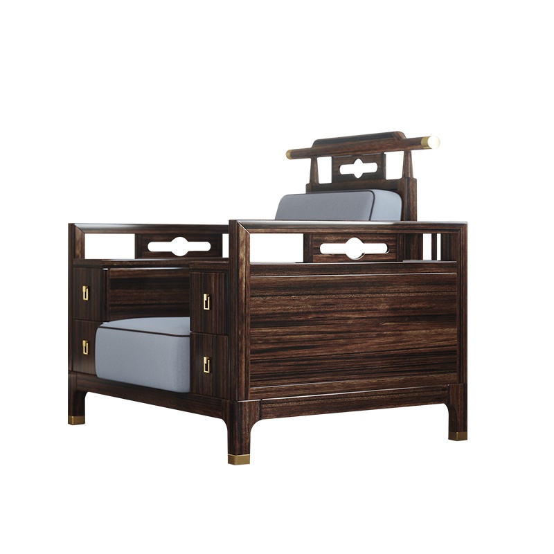 月影梳桐乌金木新中式实木沙发组合高档别墅扶手箱储物家具客厅套装大户型