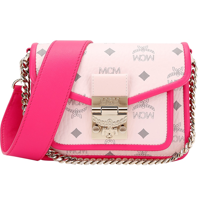 MCM 奢侈品 女士Patricia Visetos系列粉色拼色手提单肩斜挎包礼物送女友 MWRAAPA07QH001