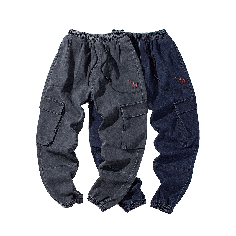 OLRIK青春新潮休闲百搭日系工装哈伦束脚裤