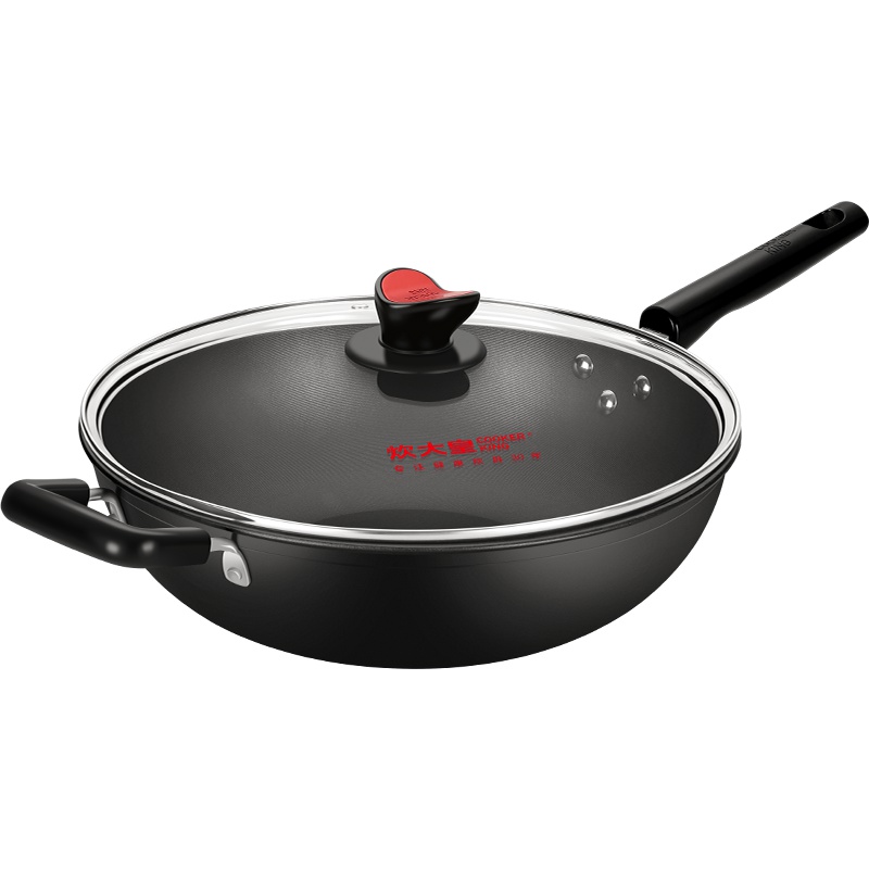 炊大皇炒锅34cm不粘锅无油烟家用炒菜锅进口涂层不粘易清洗炒锅燃气灶电磁炉通用锅CG34JK