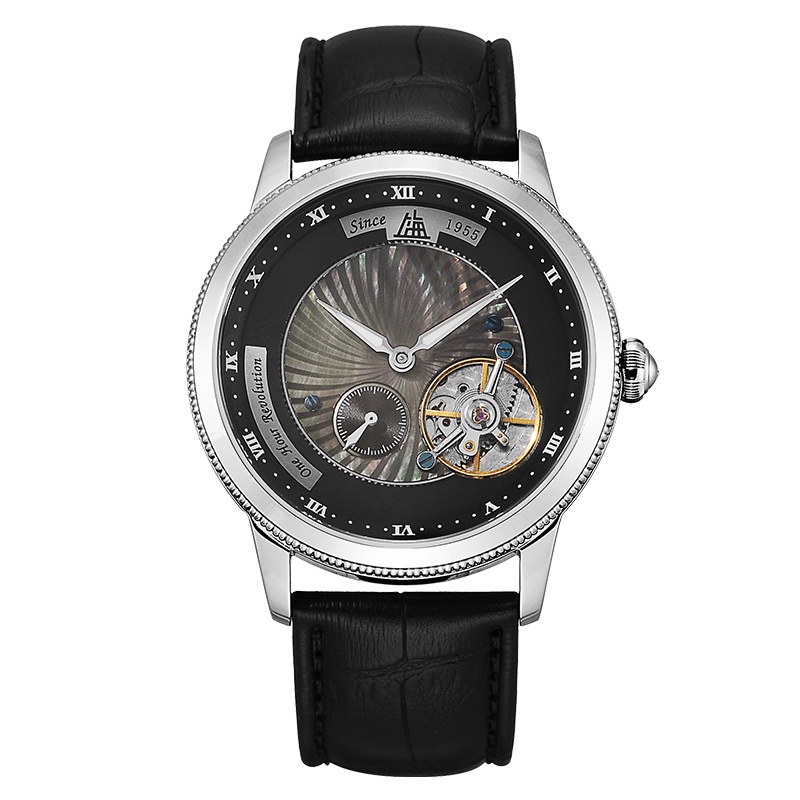 上海手表上海牌手表限量陀飞轮系列简约式轨道陀飞轮卡罗索机手动机械表男真皮表带透底男士腕表手表休闲商务男表SH-6658