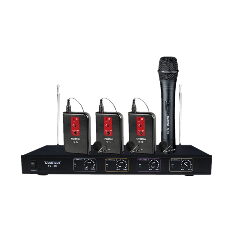 Takstar/得胜TC-4R 一拖四无线会议话筒 会议系统舞台卡拉OK主持演出麦克风(1台主机+3领夹+1手持话筒)