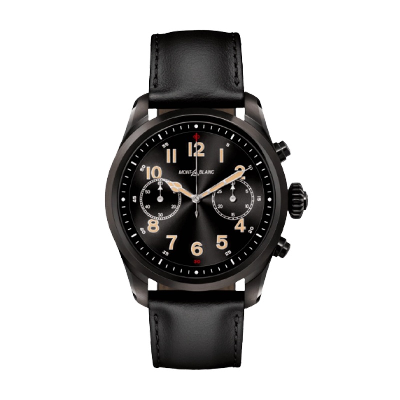 万宝龙(Mont Blanc) 智能腕表SUMMIT 2系列精钢表壳配黑色皮革表带 123848