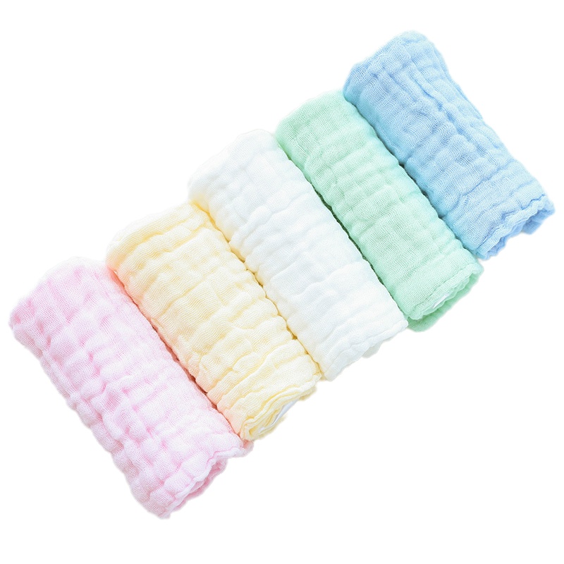 洁丽雅纯棉纱布毛巾婴儿素色口水巾儿童宝宝洗脸小方巾新生婴儿用品