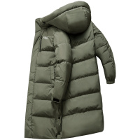 马克华菲中长款羽绒服男2019冬季新款潮牌军绿色连帽加厚保暖外套