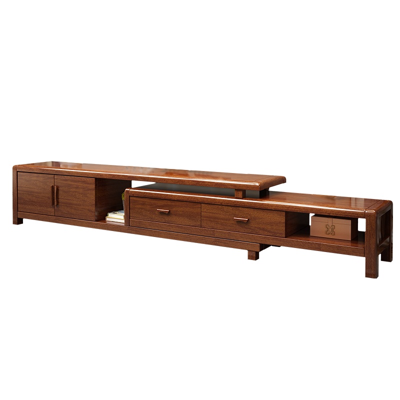 月影梳桐胡桃木实木电视柜可伸缩现代简约客厅地柜组合小户型客厅墙柜