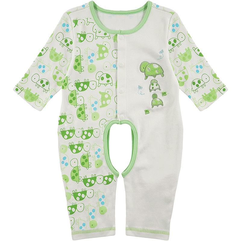 婴姿坊春季草龟漫步系列休闲家居男童挖档连体衣