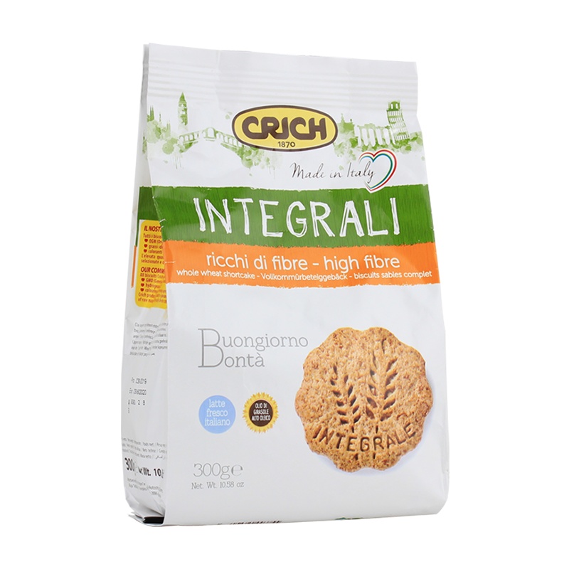 意大利原装进口 可意奇(CRICH)全麦饼干 网红零食 休闲食品 早餐下午茶 糕点 年货零食 富含膳食纤维 300g