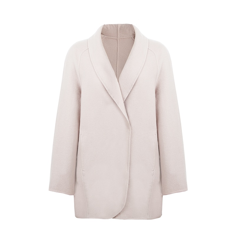 鄂尔多斯ERDOS 秋冬羊毛羊绒翻领纯色简约中长款女式大衣外套