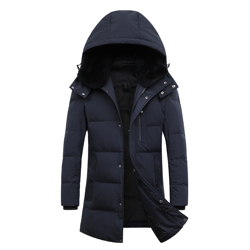 鸭鸭 90鸭绒男士羽绒服商务休闲中长款冬季中老年爸爸装外套