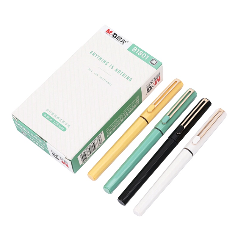 晨光ARPB1801文具0.5mm中性笔 直液式全针管签字笔 初色系列水笔 12支/盒黑色