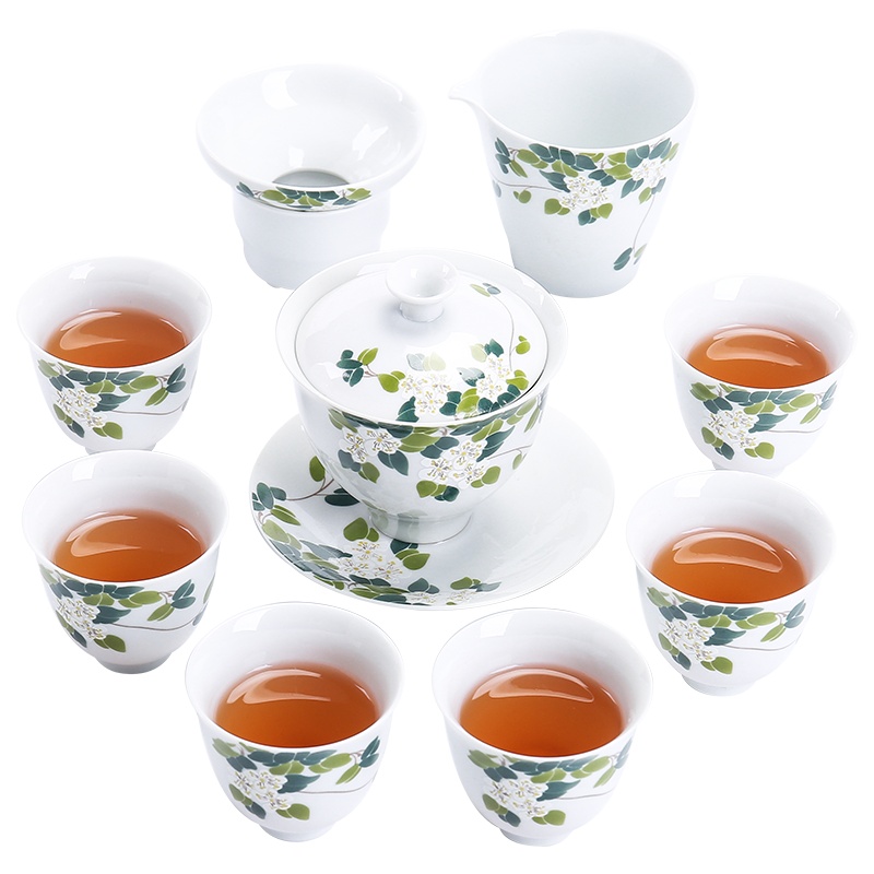 苏氏陶瓷(SUSHI CERAMICS)日式功夫茶具 青灰山茶杯陶瓷茶具 家用泡茶盖碗敬茶杯茶具礼盒装