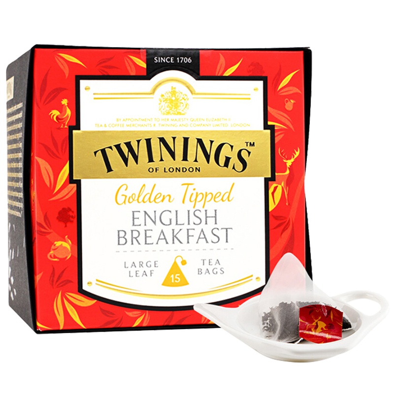 英国川宁(TWININGS) 金毫英式早餐红茶15包*3g 波兰进口茶叶袋泡茶包