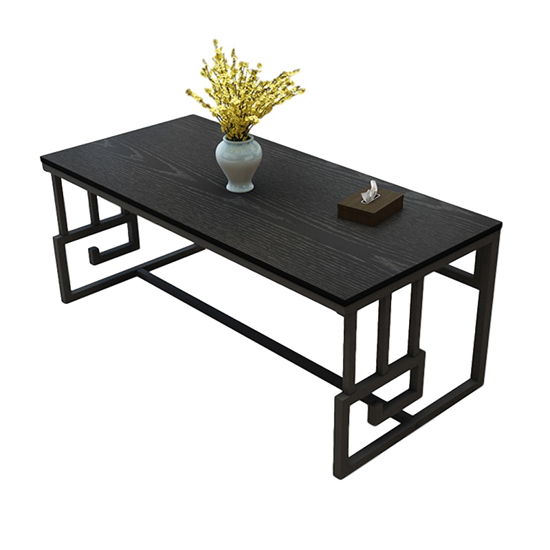 创世人 新中式客厅祥云款时尚大型茶桌钢木长方形边几茶几