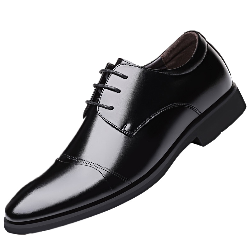 凡凯伦 皮鞋男士商务休闲鞋男内增高男鞋加绒正装皮鞋2021秋冬季新款